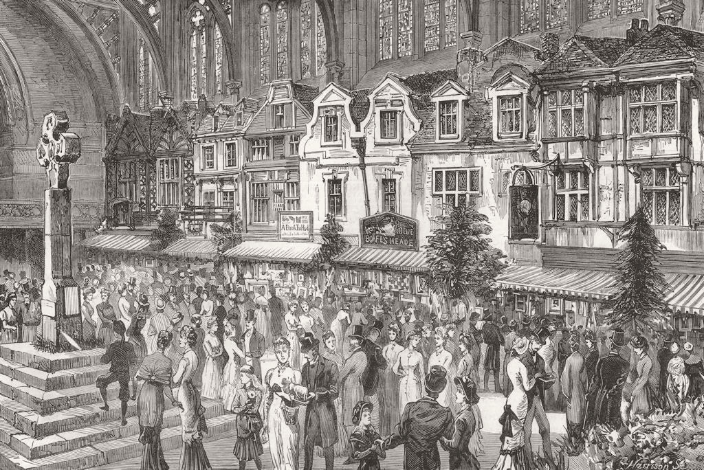 DEVON. English fair, Guildhall, Plymouth c1881 old antique print picture